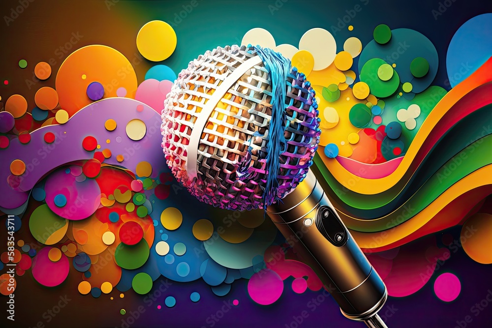 Aperturee Colorful Neon Musical Karaoke Party Arch Backdrop