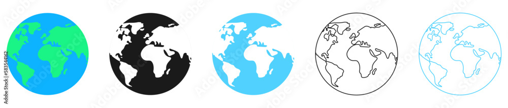 Set of planet earth icons. Symbol for website design, logo, app, UI. Vector illustration, EPS10