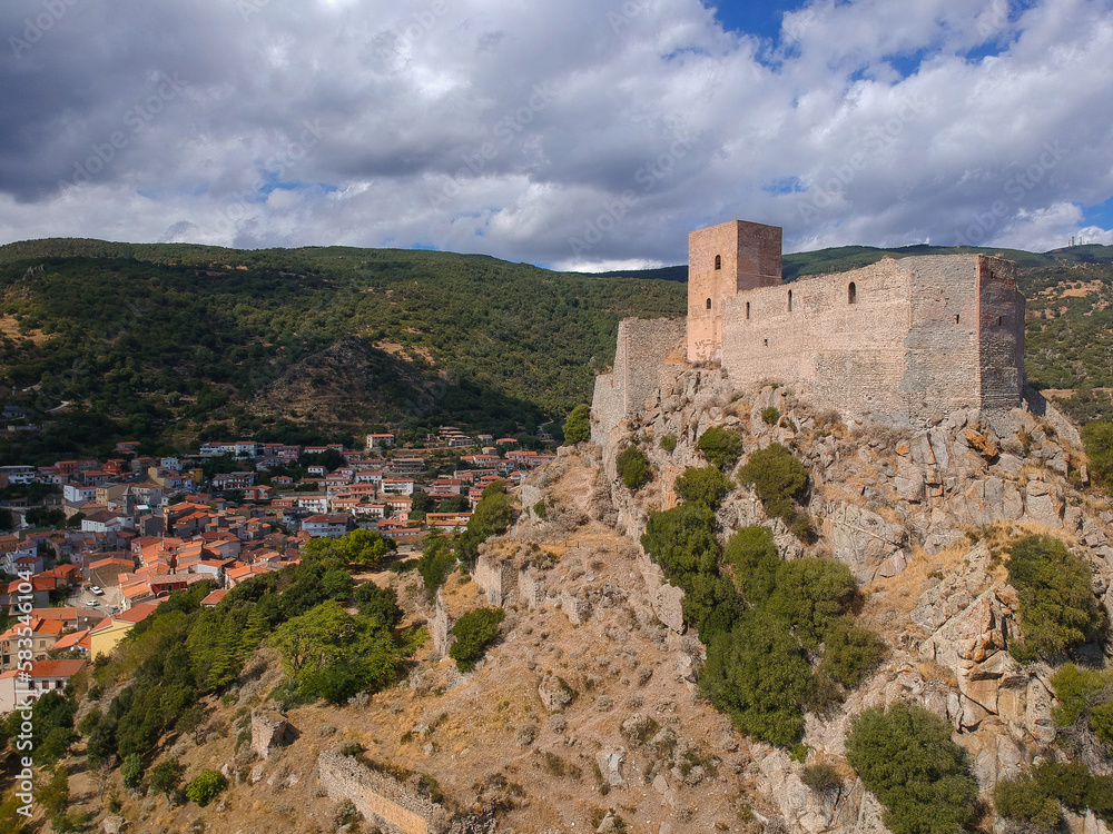 The Burgos fortress on the hill, Sardinia, Italy