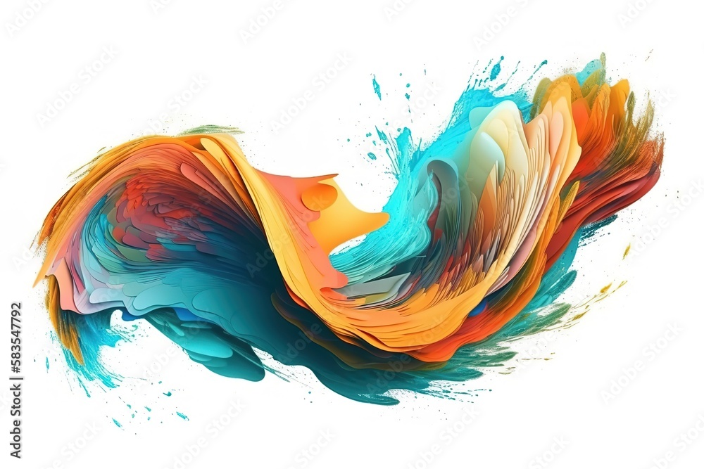 Color brushstroke oil or acrylic paint design element. Vector illustration, Generative AI