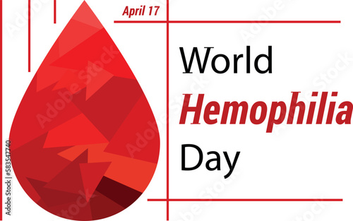 World Hemophilia Day banner, blood drop and text