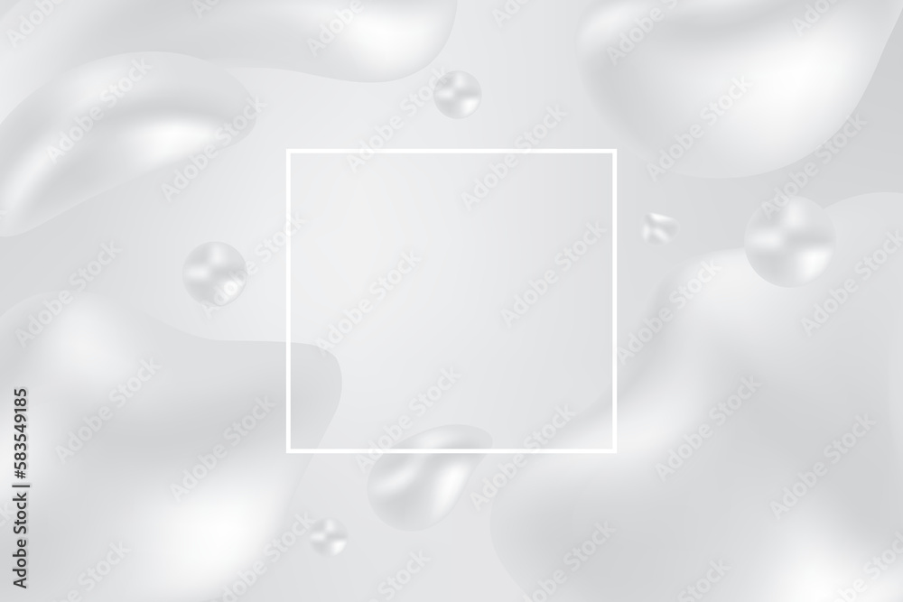 Modern Gray Liquid Abstract Background With White Frame. BG. Beauty. Vector Illustration