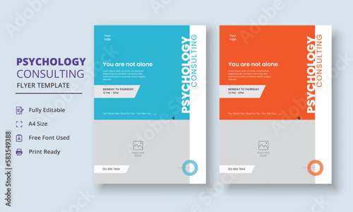 Psychology Counseling Flyer, Psychology therapy Flyer, Mental Health Awareness Flyer Template