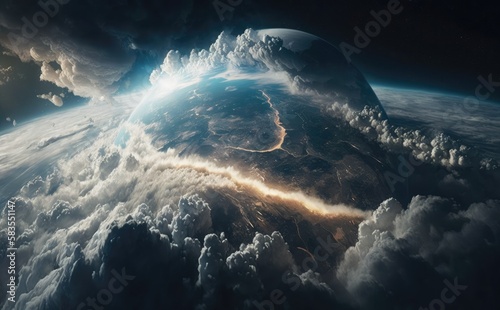 Nightly planet Earth, earth day concept background, Ecology and environment concept