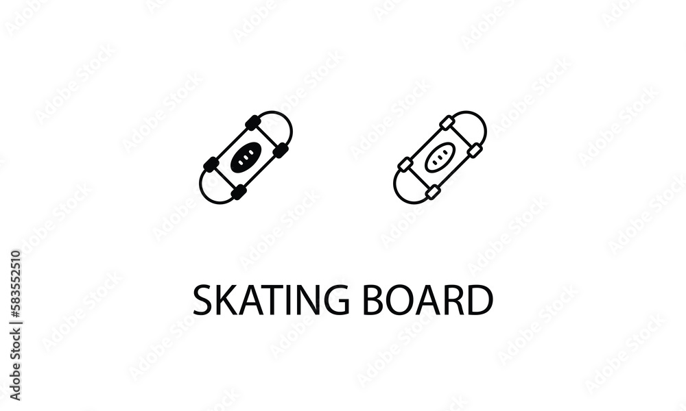 Skating board icons with 2 styles outline icon, glyph icon, vector stock. Skating board icons with 2 styles outline icon, glyph icon, vector stock.