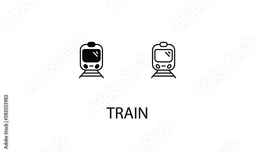 Train icons with 2 styles outline icon, glyph icon, vector stock.