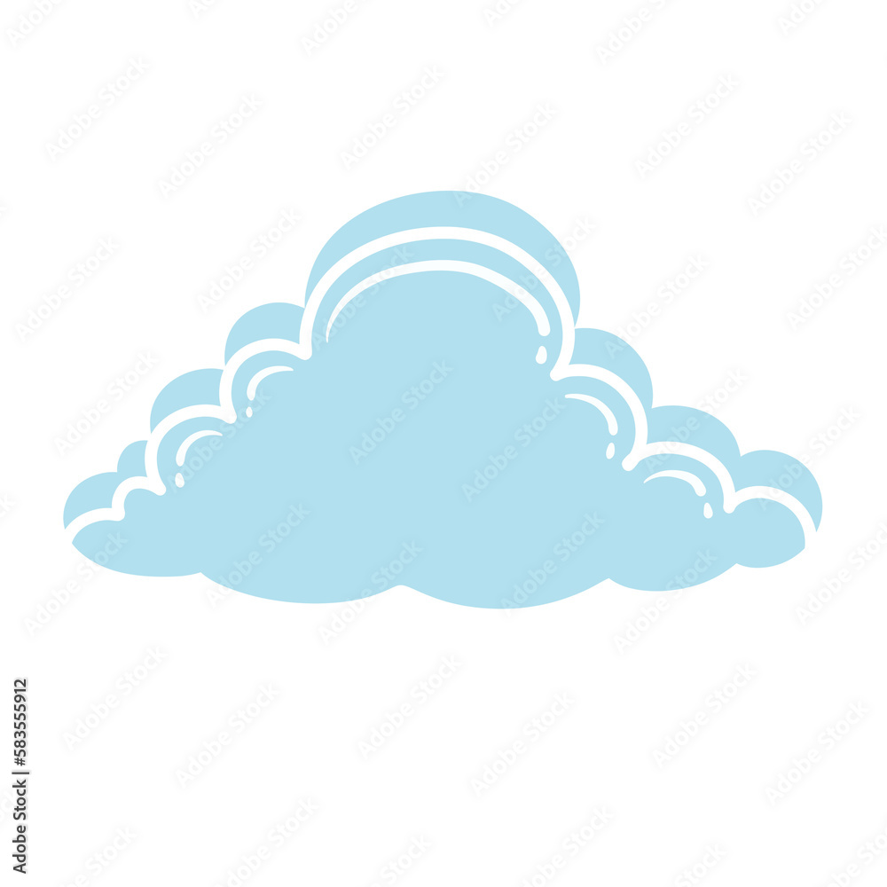Blue cloud and white outline.