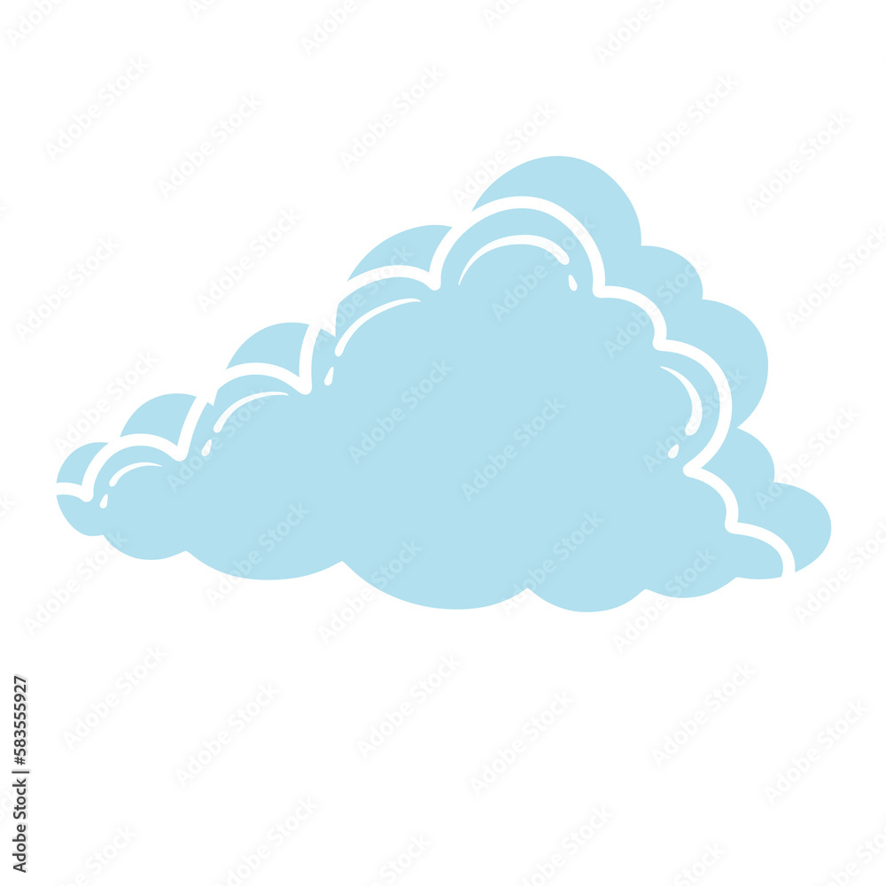 Blue cloud and white outline. Blue cloud and white outline.