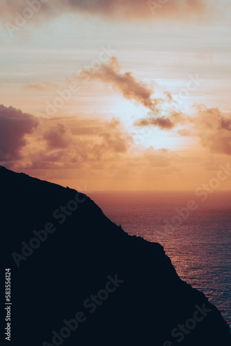 Madeira Sunset Mountain Sea Shore Clouds Orange