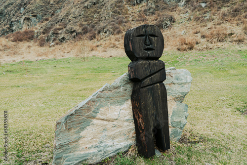 фотографія Ancient wooden statues for worship during paganism