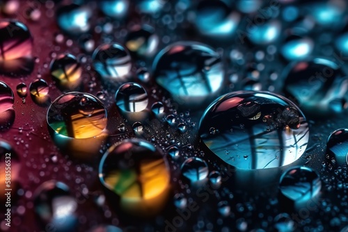 Nature background, abstract water drops macro. , Generative AI