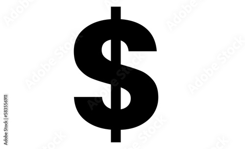 dollar sign $ on transparent background.