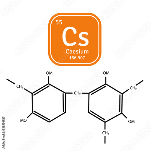 Chemical molecular model of Caesium, Cesium 137. chemical formulas. Dangerous cesium 137 nuclear. Vector illustration Flat design element for website or app, graphic, logo, social media, mobile app, u photo
