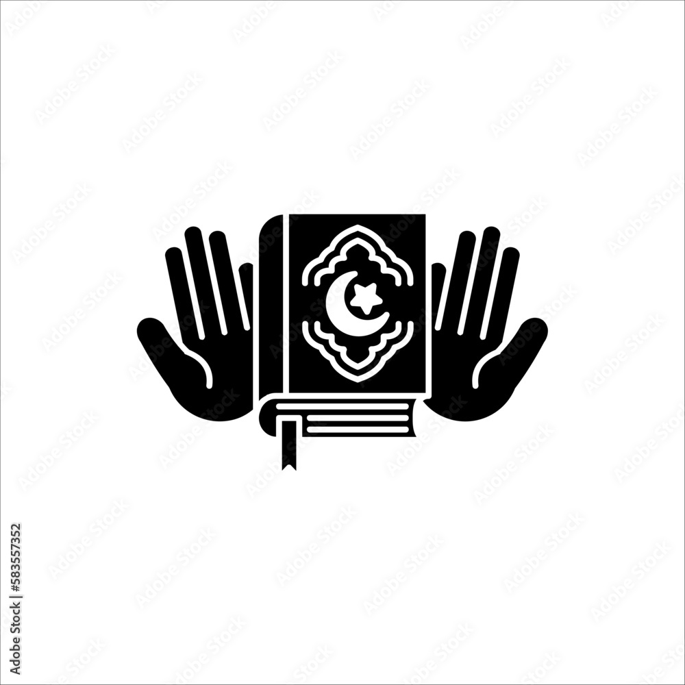 Fototapeta premium Quran icons isolated on white background. Quran icon for logo, web, app, UI. Quran icon simple sign. icon flat illustration for graphic and web design.