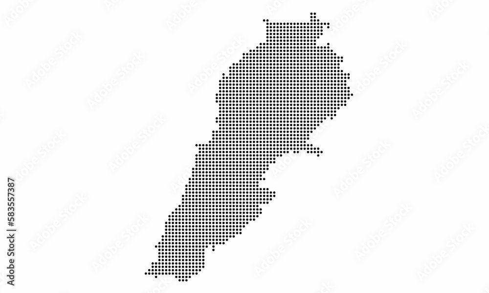 Lebanon dotted map with grunge texture in dot style. Abstract vector illustration of a country map with halftone effect for infographic. 