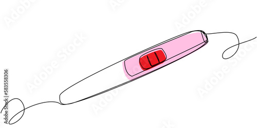 Positive pregnancy test in one line on a white background. An indicator indicating the birth of a new life in the mother's body. Stock medical illustration in vector format.