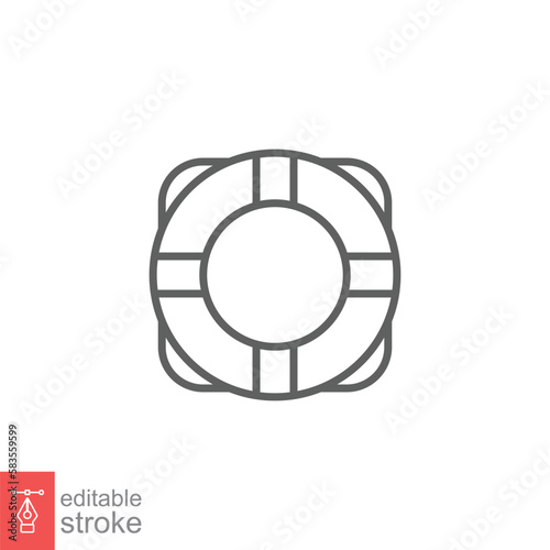 Lifebuoy icon. Simple outline style. Thin line symbol. SOS ring, life buoy, lifesaver, boat safety, rescue concept. Vector illustration design isolated on white background. Editable stroke EPS 10.