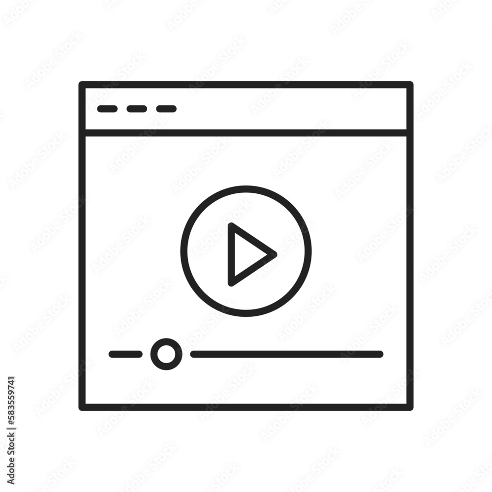 Window with a video player icon. High quality black vector illustration. Window with a video player icon. High quality black vector illustration.