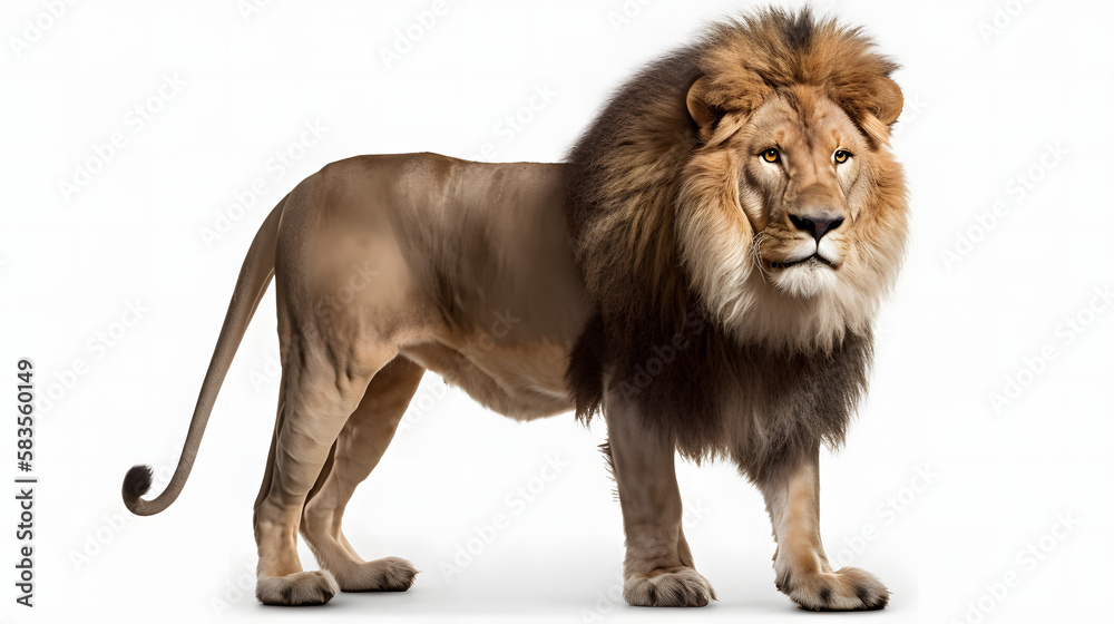 lion, isolated, white background, generative ai