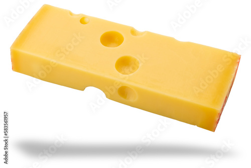 Emmentaler cheese slice typical swiss cheese