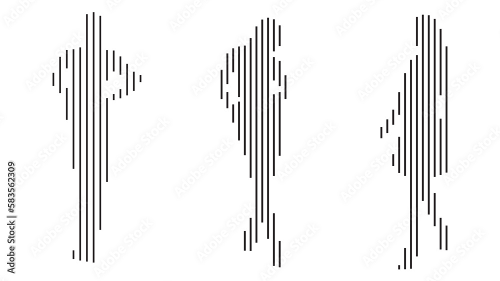 Silhouette of young womans, set, isolated vector illustration Silhouette of young womans, set, isolated vector illustration