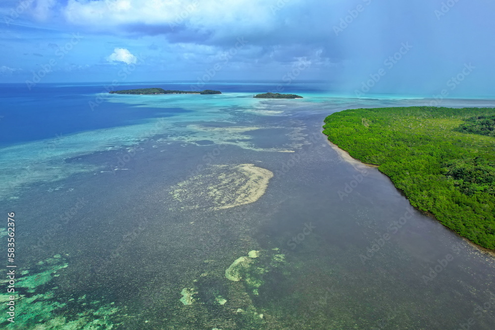 Rainy tropical weather over the Palau islands Rainy tropical weather over the Palau islands