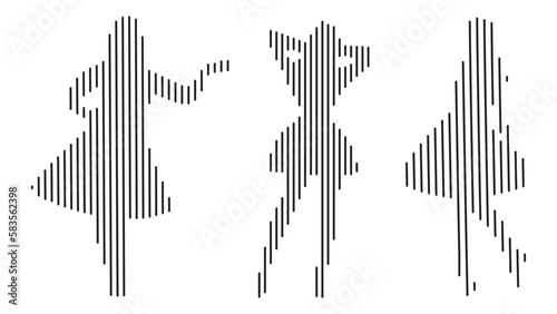 Silhouette of young womans, set, isolated vector illustration