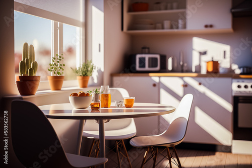 Petit déjeuner dans la cuisine ensoleillée - Générative IA © Concept Photo Studio