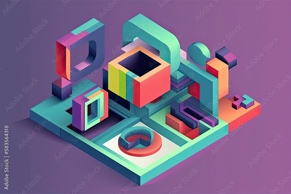 Isometric impossible colorful shapes. Abstract geometric background Isometric impossible colorful shapes. Abstract geometric background