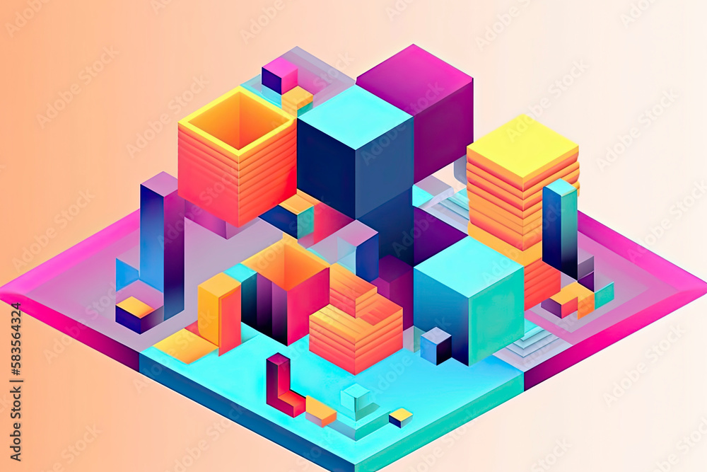 Isometric impossible colorful shapes. Abstract geometric background Isometric impossible colorful shapes. Abstract geometric background