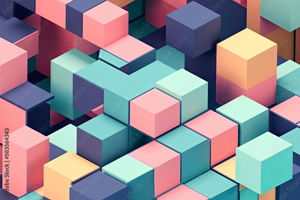 Isometric impossible colorful shapes. Abstract geometric background