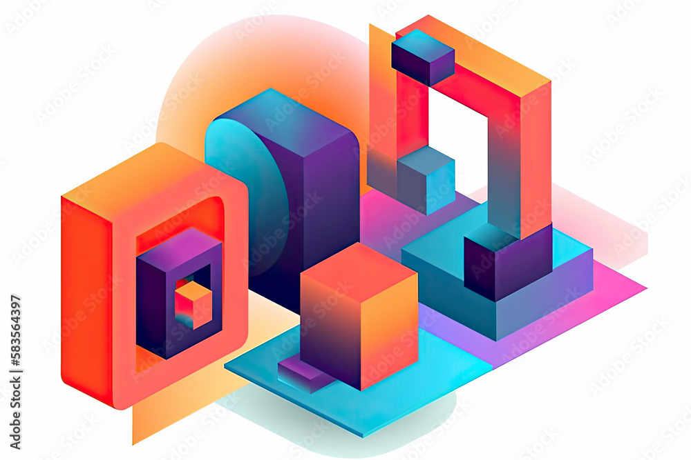 Isometric impossible colorful shapes. Abstract geometric background Isometric impossible colorful shapes. Abstract geometric background