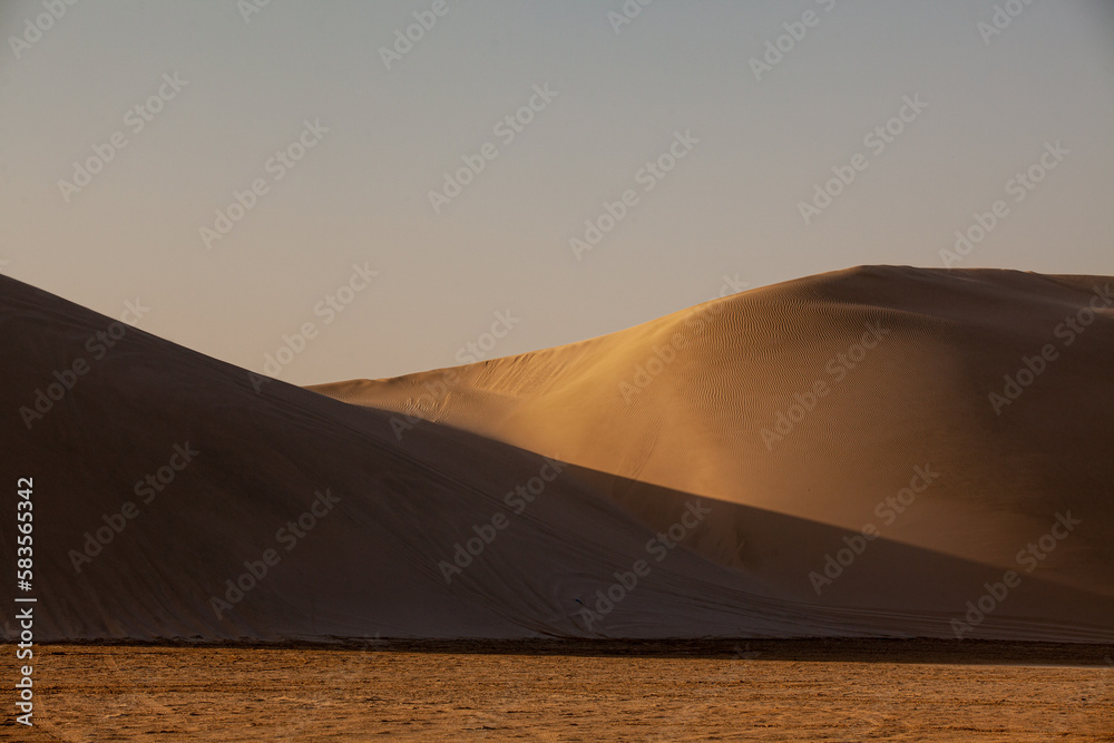 Sand dunes in desert in Qatar.