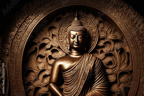 Buddha mystic statue, Thai design, AI generated