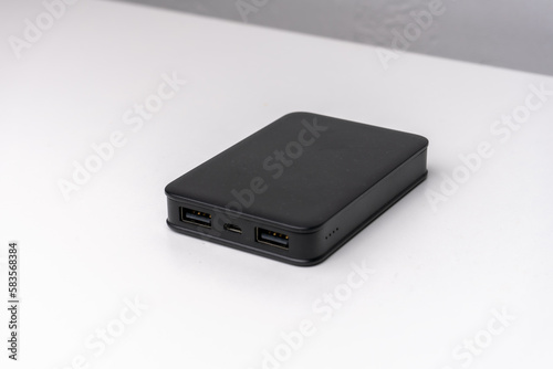 Black power bank isolated on white