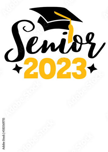 Senior 2023. Graduation decorations. Isolated on transparent background. 