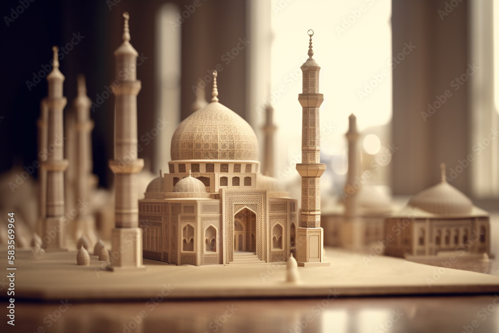 Mosque ramadan celebration concept. Generative AI