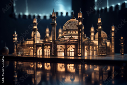 Mosque ramadan celebration concept. Generative AI