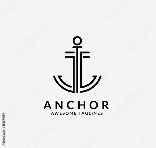 Foto Minimalistic style editable logo design with anchor lines with a space for tagli