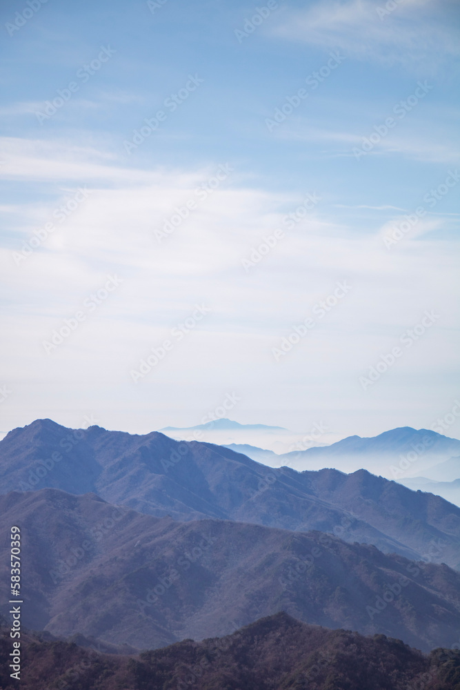 mountains and clouds