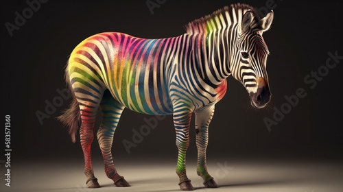 Zebra with Rainbow Stripes © AI Visual Vault