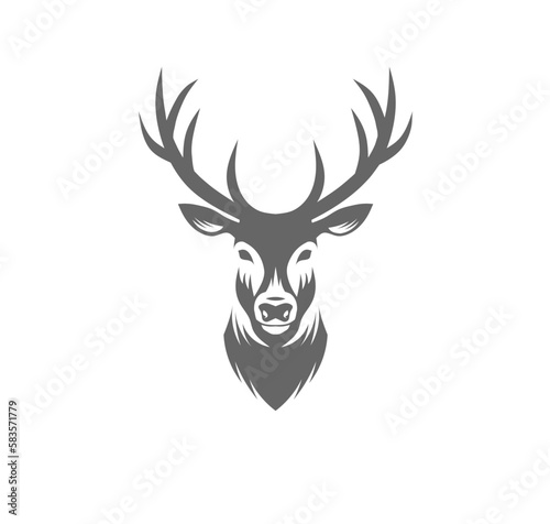 Minimalistic abstract deer head design isolated on a white background