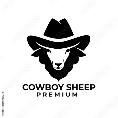 Black Sheep cowboy logo icon design illustration