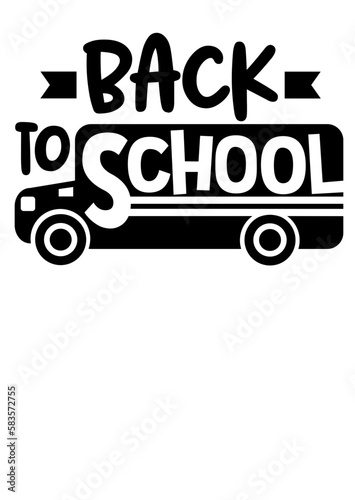 Back to school. Bus print. Isolated on transparent background.