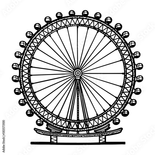 London Eye Ferris wheel sketch PNG illustration with transparent background photo