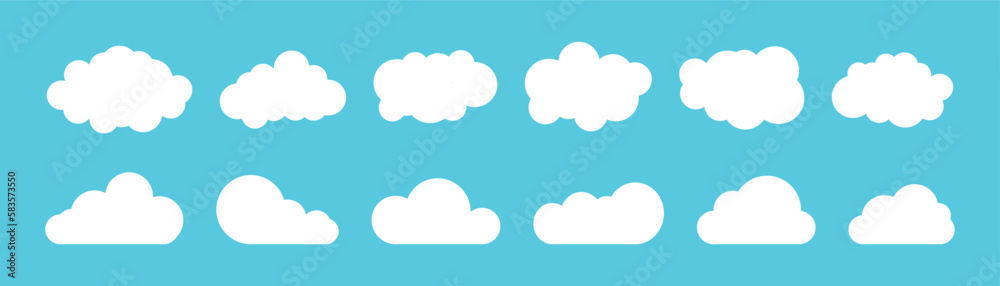 Cloud icon set. Weather icon. Flat style.