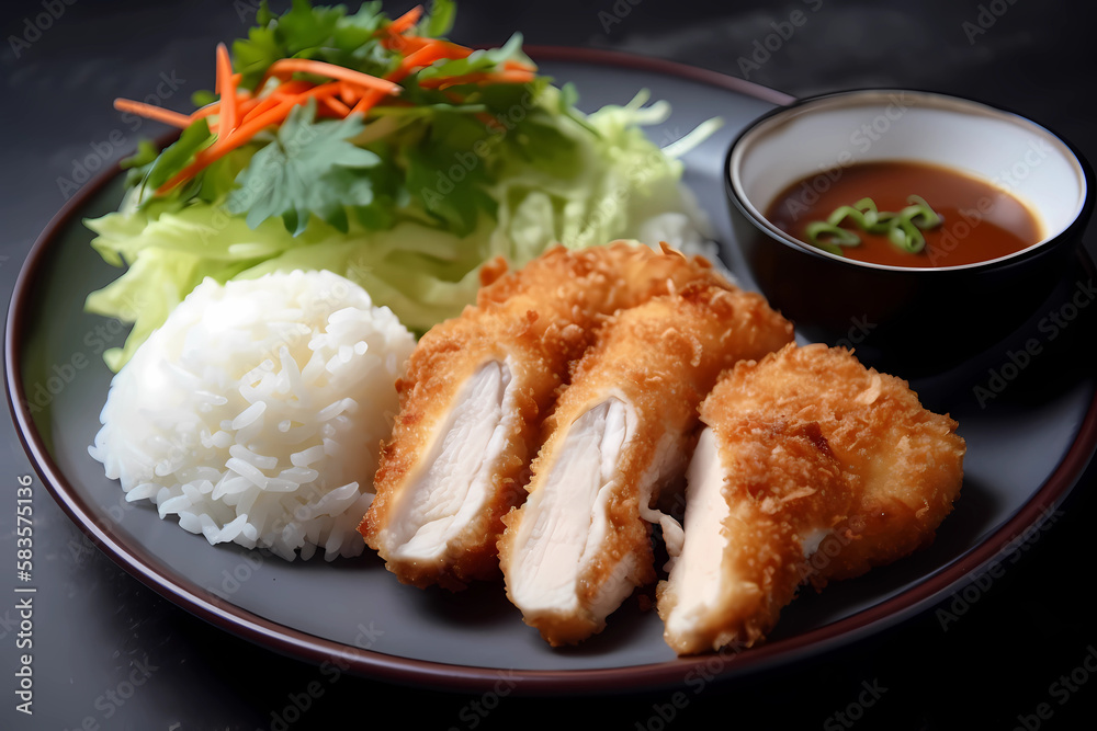 Chicken Katsu Japan Boneless chicken breasts, flour, beaten eggs, Panko breadcrumbs, salt