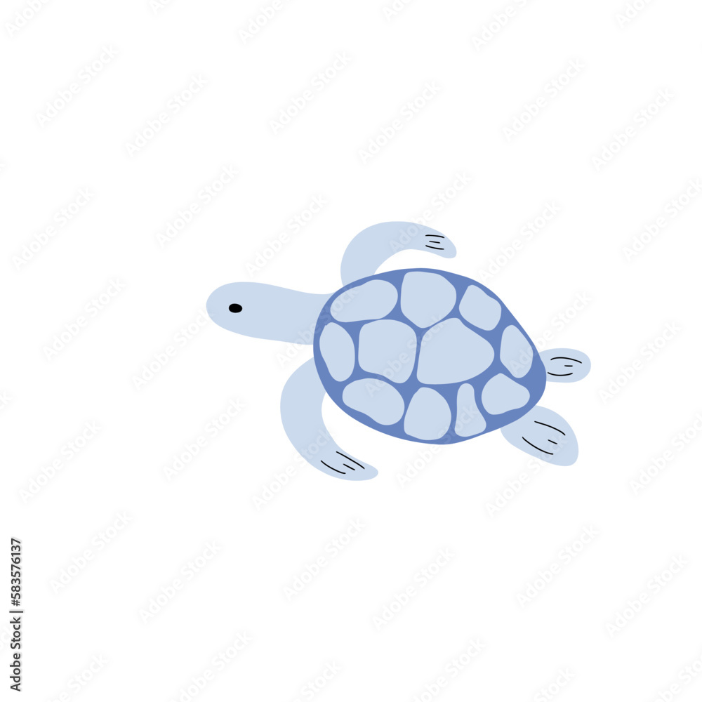 Obraz premium Turtle Character sea animal on deep background. Wild life illustration. Underwear world. Vector illustration.