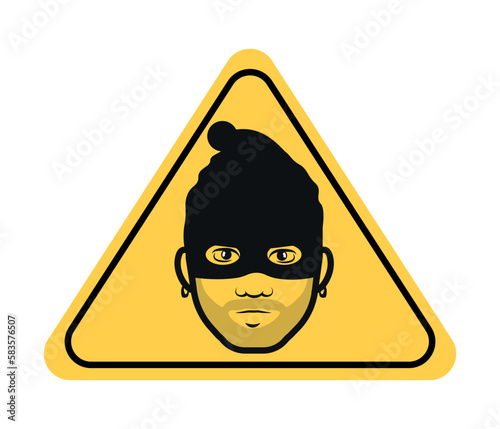 Theft emblem to watch out for. Thief icon drawing.