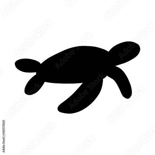 Turtle Character sea animal on deep background. Wild life illustration. Underwear world. Vector illustration.